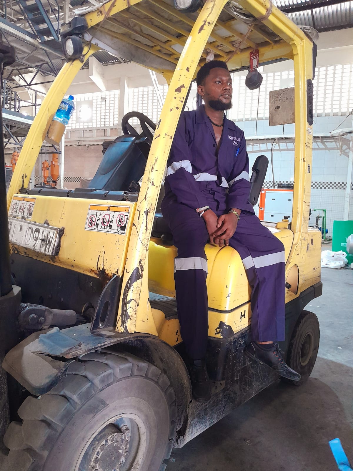 Dennis Wambua operating forklift
